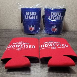 Bud Light/Budweiser 4 Pack Foam Beer Koozie For NWT/NWOT